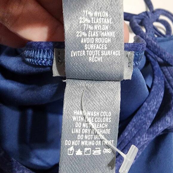 Aerie Side Tie Denim Print String Bikini Blue Large NEW - Picture 4 of 6